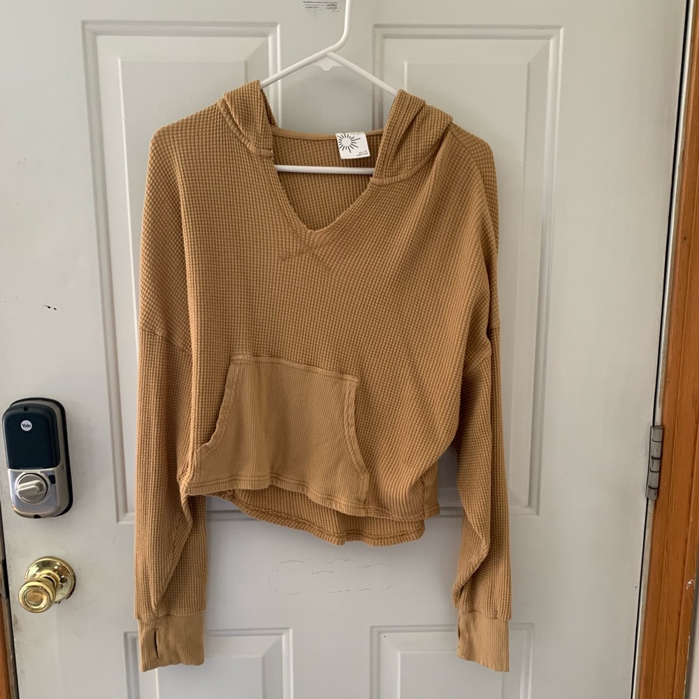 Aerie XS Mustard Hoodie Cropped